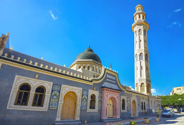 Фасад Высокая Минаретная Башня Мечети Набеуле Тунис Северная Африка — стоковое фото