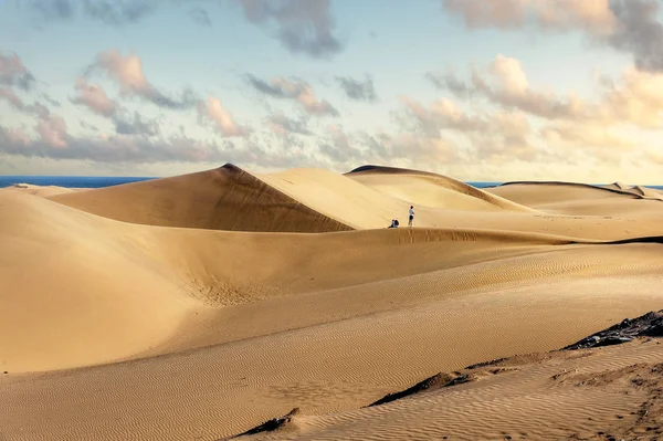 Sanddynor Berömda Naturliga Maspalomas Stranden Gran Canaria Kanarieöarna Spanien — Stockfoto