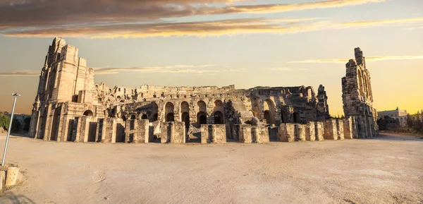 Vista Panoramica Dell Antico Anfiteatro Romano Jem Mahdia Governatorato Tunisia — Foto Stock