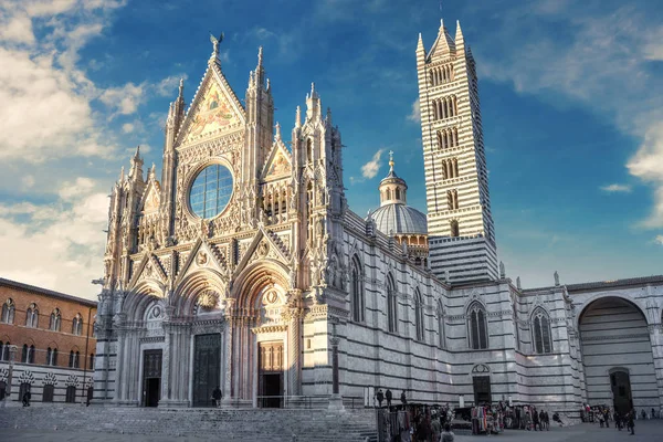 Вид Собор Сієни Санта Марія Assunta Сієна Тоскана Італія — стокове фото