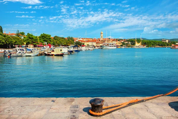 View Sea Pier Coastline Medanean Old Town Krk Остров Крк — стоковое фото