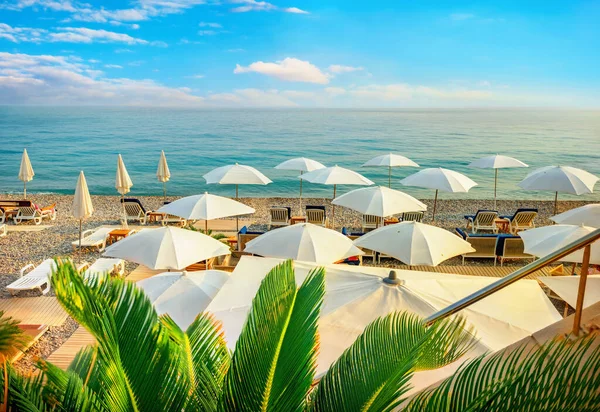 Plajă Promenade Des Anglais Nisa Coasta Azur Riviera Franceză Franc — Fotografie, imagine de stoc