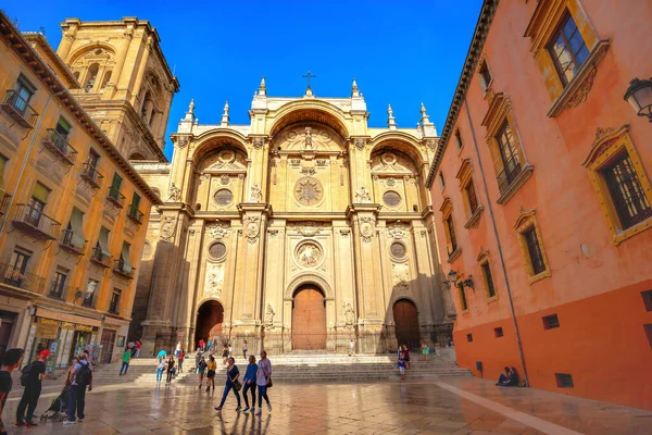 Granada Spanien Oktober 2016 Utsikt Över Huvudfasaden Granada Cathedral Katedralen — Stockfoto