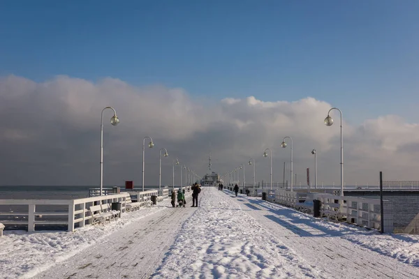 Προβλήτα Στη Βαλτική Θάλασσα Χειμώνα Στο Sopot Pomorskie Πολωνία — Φωτογραφία Αρχείου