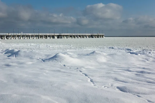 Jetée Baltique Gdynia Orlowo Hiver Pomorze Pologne — Photo