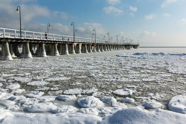 Jetée Baltique Gdynia Orlowo Hiver Pomorze Pologne — Photo