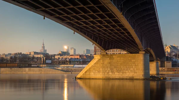 Ponte Slasko Dabrowski Sobre Rio Vístula Panorama Centro Varsóvia Polônia — Fotografia de Stock