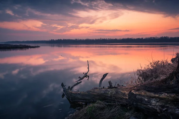 Salida Del Sol Sobre Río Vístula Cerca Konstancin Jeziorna Polonia — Foto de Stock