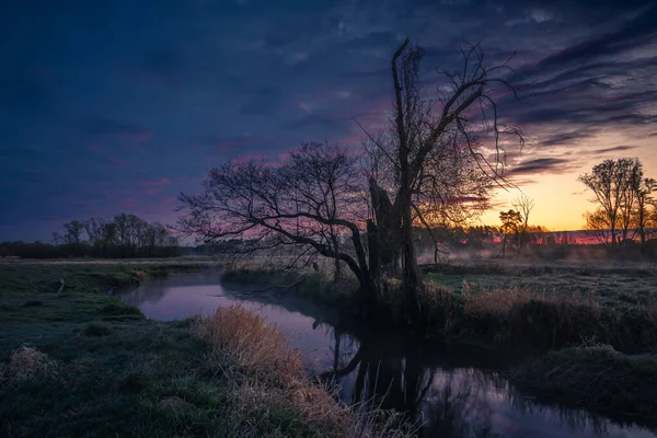 Amanhecer Vale Jeziorka Perto Piaseczno Masovia Polónia — Fotografia de Stock