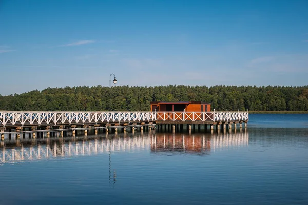 Muelle Lago Necko Augustow Podlaskie Polonia — Foto de Stock