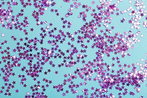 Glitter on a blue background. Celebration, party, birthday magic — 스톡 사진