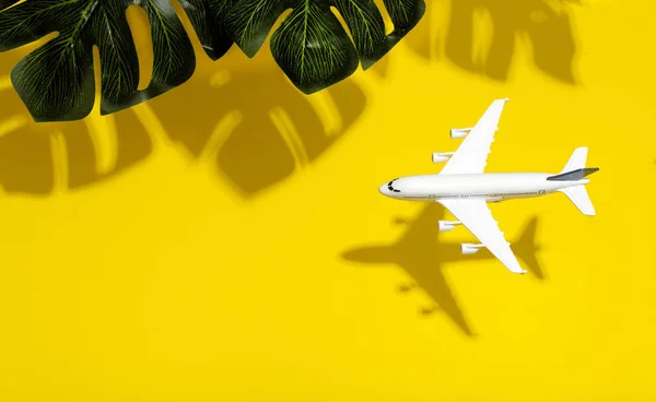 Resa minimal bakgrund. Förlaga till flygplan under flygning på tomt underlag — Stockfoto