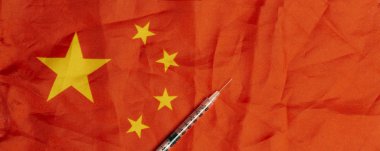 Coronavirus 2019-ncov salgını. B kısmında tıbbi şırınga var.