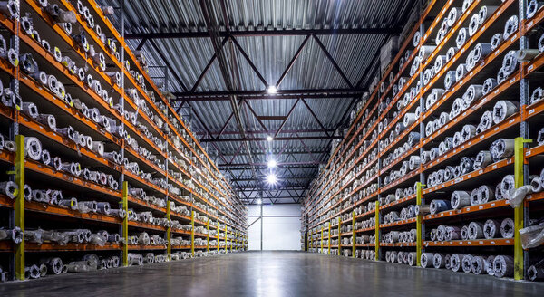 Production warehouse at the enterprise. Storage of products on l