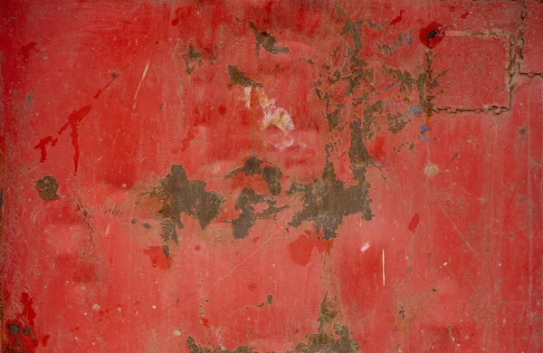 古い金属製の背景 錆びた金属表面に乾燥した赤絵具の質感 — ストック写真