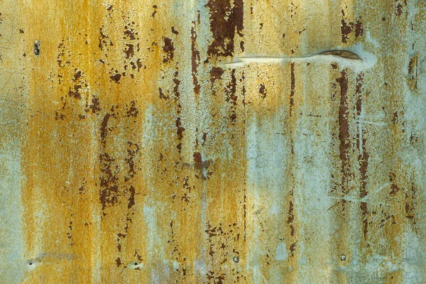 Oude Metalen Achtergrond Textuur Van Oude Gedroogde Groene Gele Verf — Stockfoto