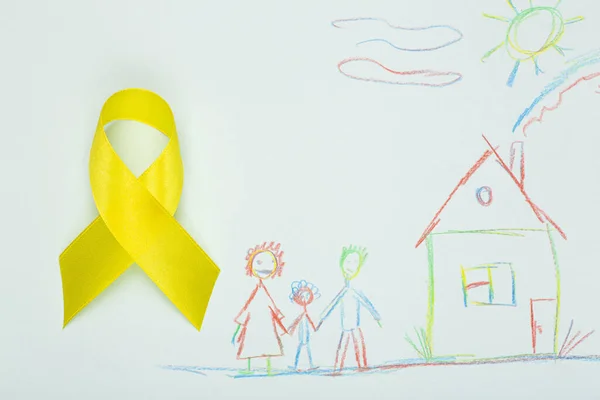 Cinta Amarilla Mes Concientización Sobre Cáncer Infantil Fondo Atención Médica — Foto de Stock