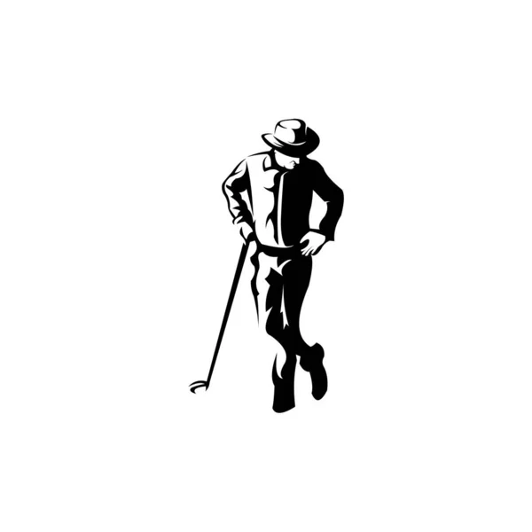 Golf Player Hits Ball Inspiration Logo Design Vector Golf Club — 스톡 벡터