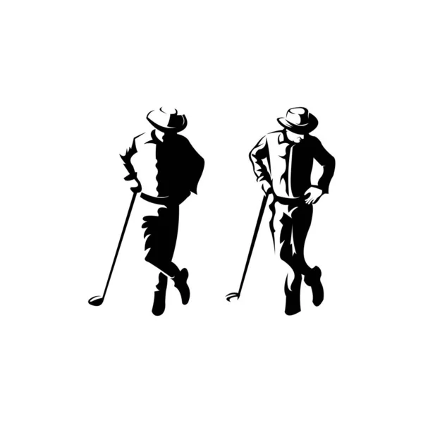 Golfspeler Raakt Bal Inspiratie Logo Design Vector Golfclub Man Golfer — Stockvector