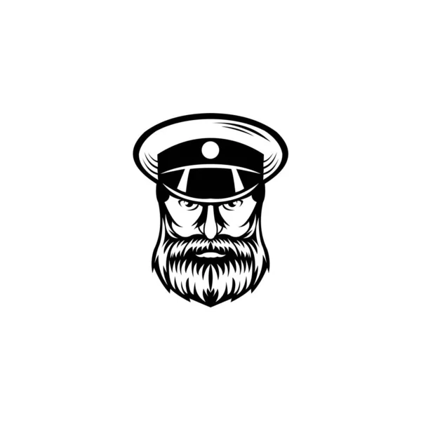 Logotipo Náutico Con Icono Capitán Capitán Barco Elegante Emblema Aislado — Vector de stock