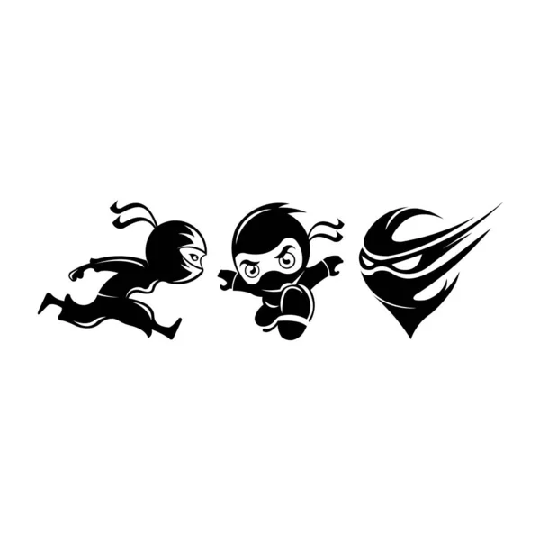 Ninja Samurai Guerreiro Lutador Arma Espadas Personagem Cartoon Inspiração Logotipo — Vetor de Stock