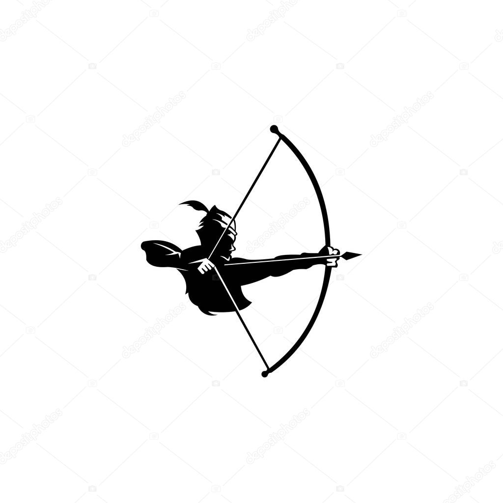 Archery logo, Vector badge concept, Archer with sport bow and target with arrow, Archery competition