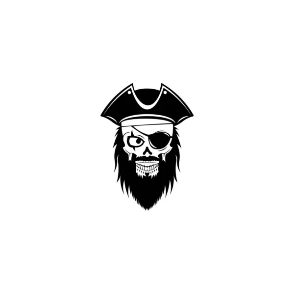 Capitán Pirata Vector Cuchillo Humano Sombrero Pirata Ojo Logo Vintage — Vector de stock