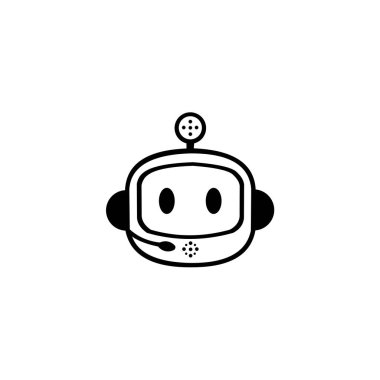 Logo tasarımı için gülen yüzlü vektör robot kafası