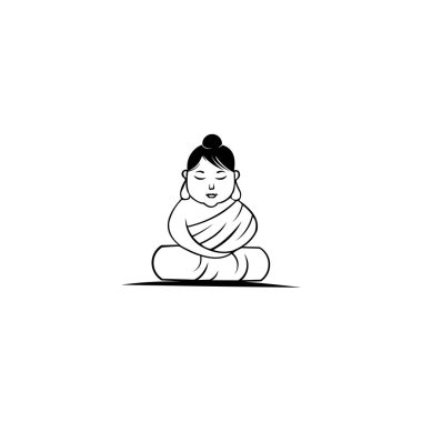 Buda heykeli vektör simgesi, taşınabilir konsept ve web tasarımı için düz tabela doldurulmuş, meditasyonda Buda