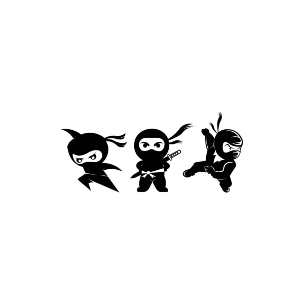 Ninja Samurai Warrior Fighter Weapon Swords Character Cartoon Inspiration Logo — Stock Vector