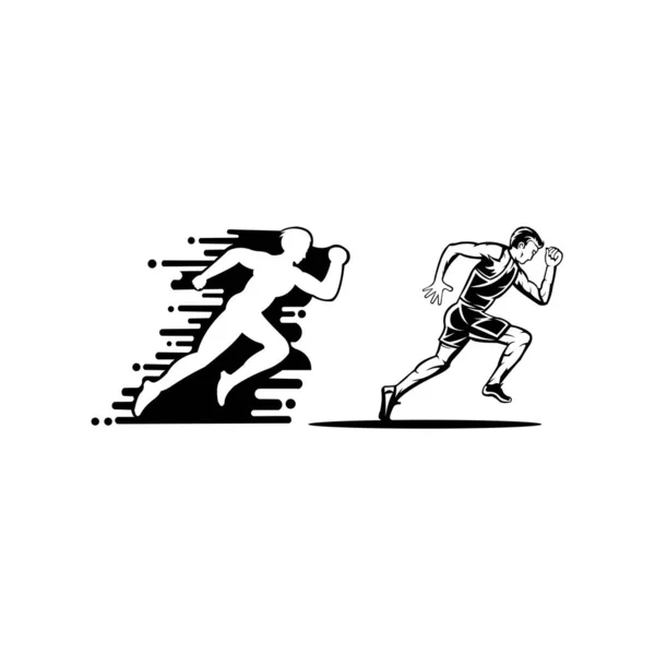 Векторный Плоский Стиль Икона Быстрого Бега Человека Спортивной Команды Бегунов — стоковый вектор