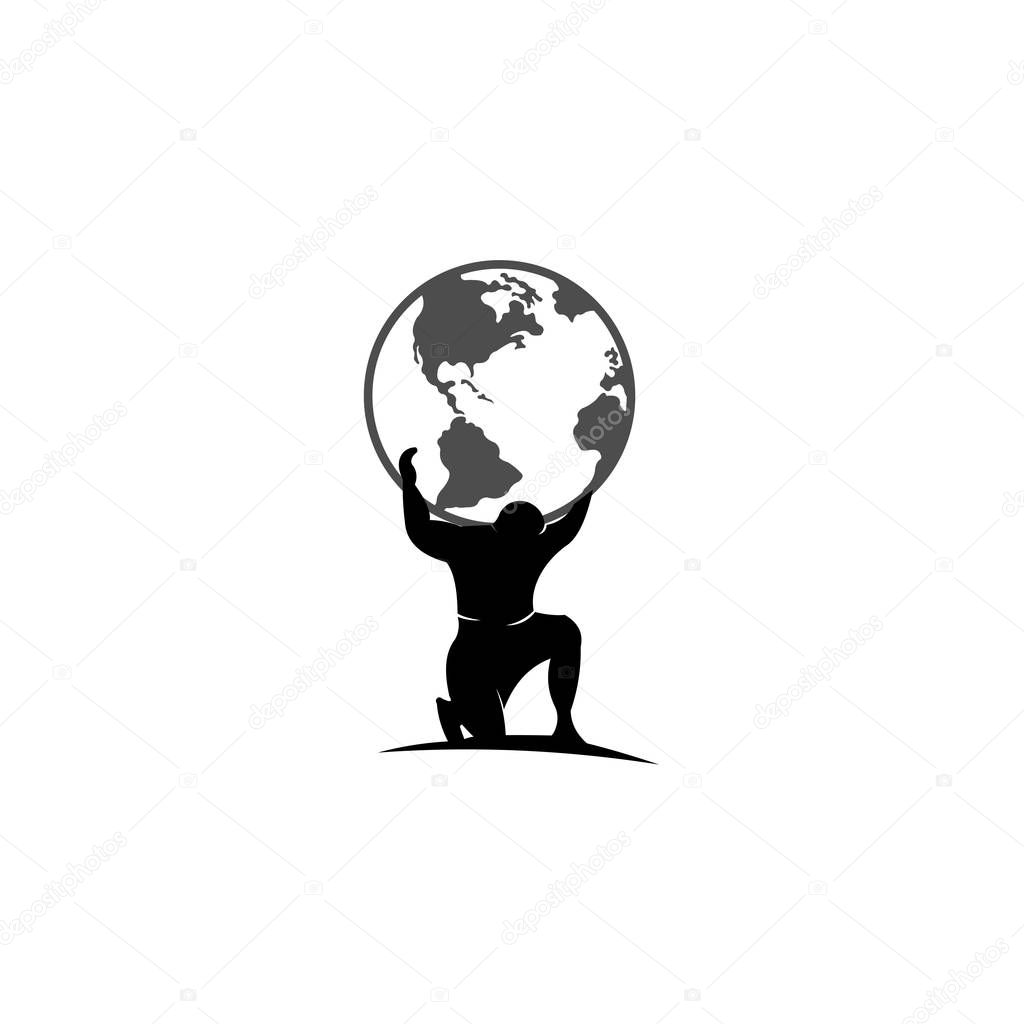 Atlas holding the world on his shoulder, Atlas Titan Holding Globe Vector Design