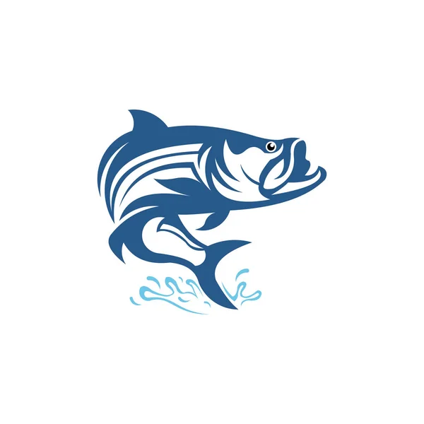 Logotipo Pesca Peixe Com Bastão Clube Pesca Tema Logotipo Peixe —  Vetores de Stock