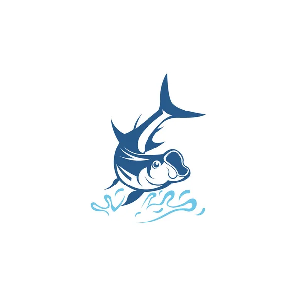 Logo Fishing Fish Rod Club Fishing Theme Logo Fish — Stock Vector