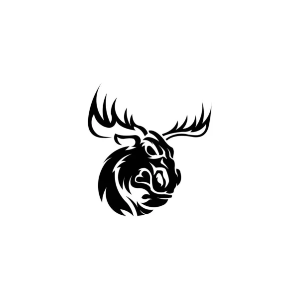 Ilustração Logotipo Cabeça Alce Irritado Alce Olhando Para Lado Fundo — Vetor de Stock