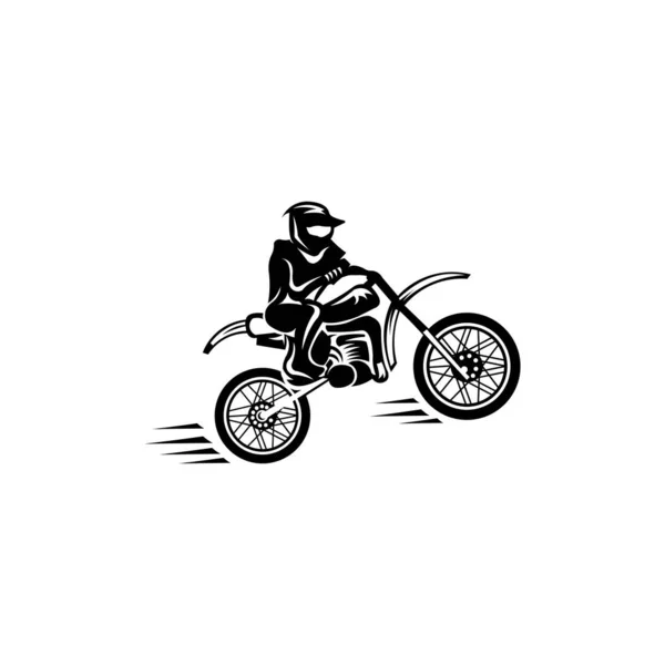 Motokros Sürücüsü Motosiklet Silueti Zole Edilmiş Vektör Resimleri — Stok Vektör
