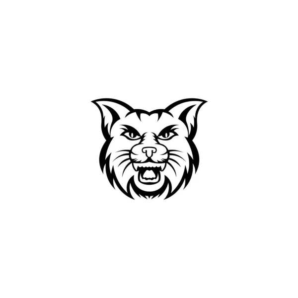 Arg Katt Huvud Logotyp Pet Care Logotyp Med Katt Pet — Stock vektor