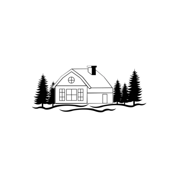 Real Estate Logo Inspiration Nature Concept Cabin Icon Trendy Modern — Stock Vector