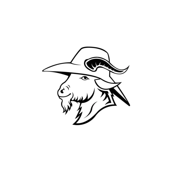 Logo Animal Cabra Con Sombrero Cabra Con Sombrero Vaquero — Vector de stock