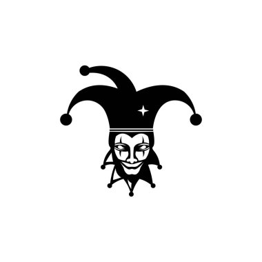 Angry joker, character, head, for your design, Joker playing card head in retro style, Vintage engraving black and white stylized drawing