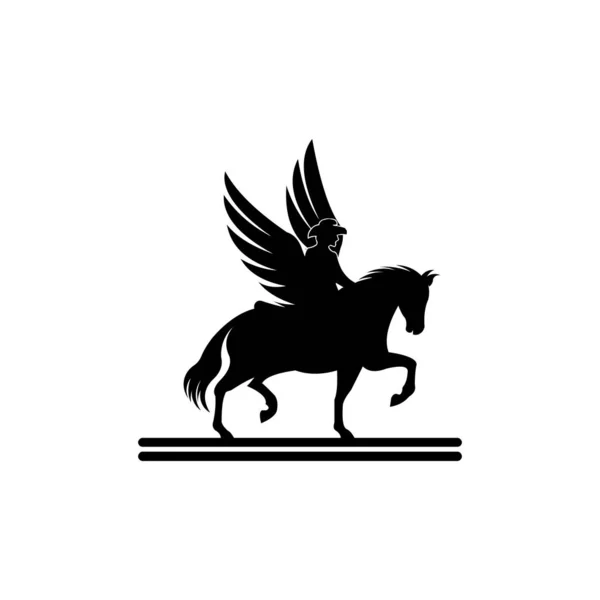 Пегас Мифический Крылатый Конь Силуэте Векторный Черный Силуэт Пегаса Крыльями — стоковый вектор