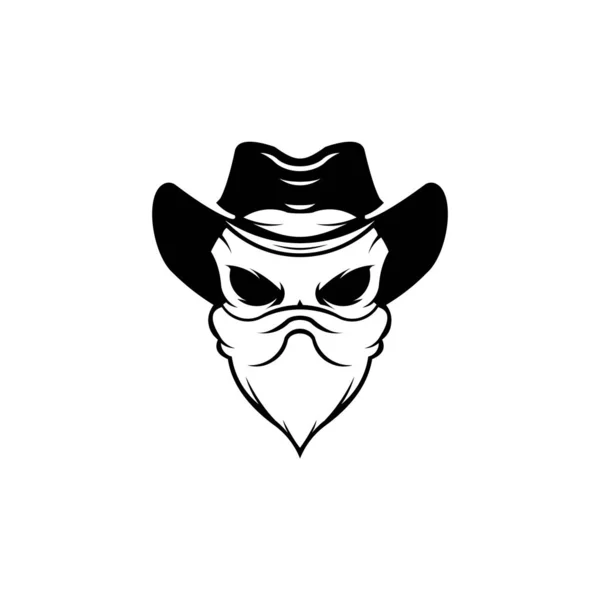 Sombrero Humano Parche Logotipo Vintage Diseño Plantilla Tatuaje Cráneo Bandidos — Vector de stock