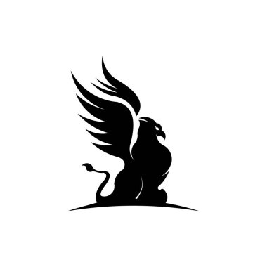 Gryphon efsanevi yaratığı, kartal başlı aslan canavarı, vücut aslanı ve kartal kafalı vektör yaratık.