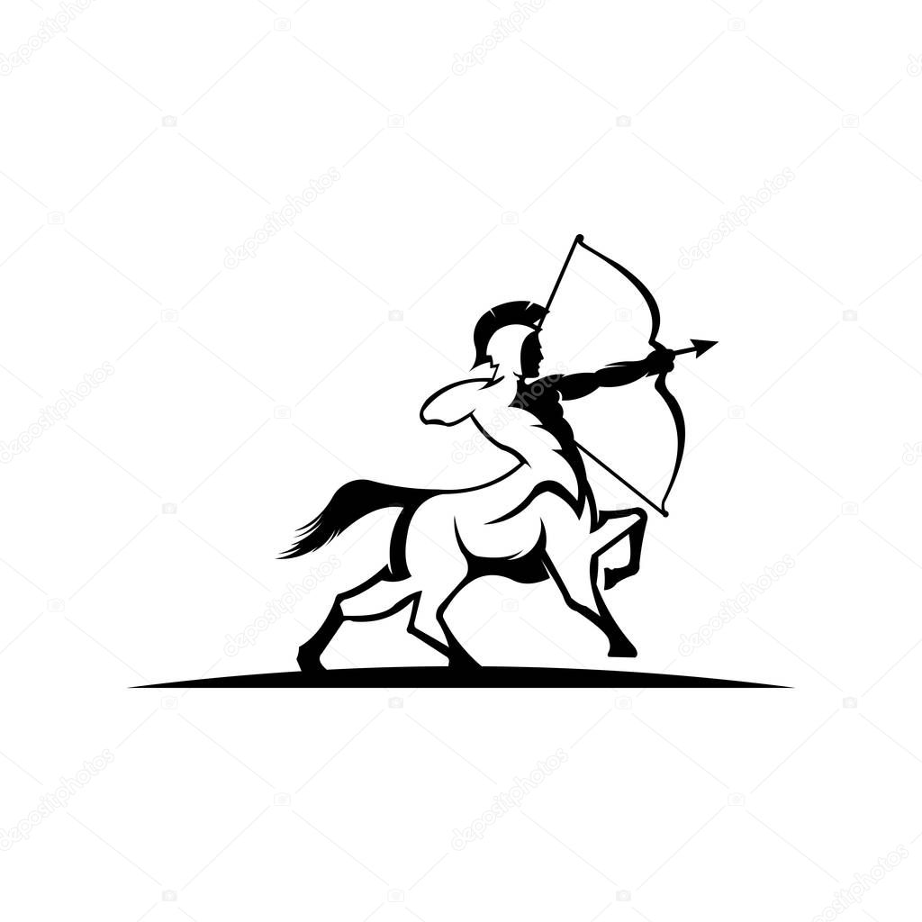 Warrior archer on horseback on a white background,human-headed horse