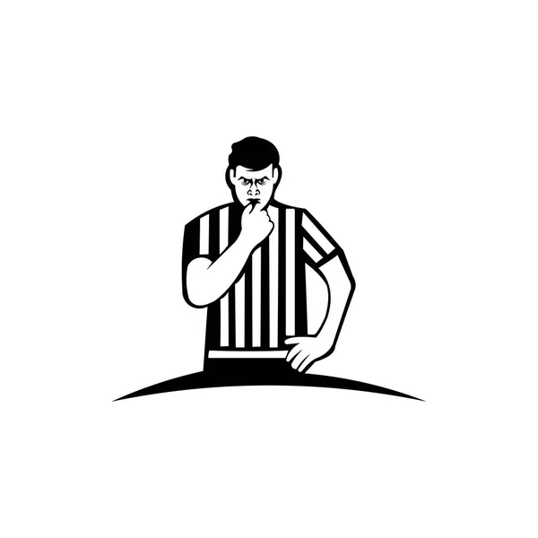 Sifflet Arbitre Football Montrant Arrêt Main Pendant Match Sport Arbitre — Image vectorielle