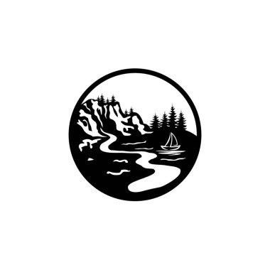  Tekne, ağaçlar, dağ, dağ manzaralı gölde balık tutmak, doğa koruyucusu..