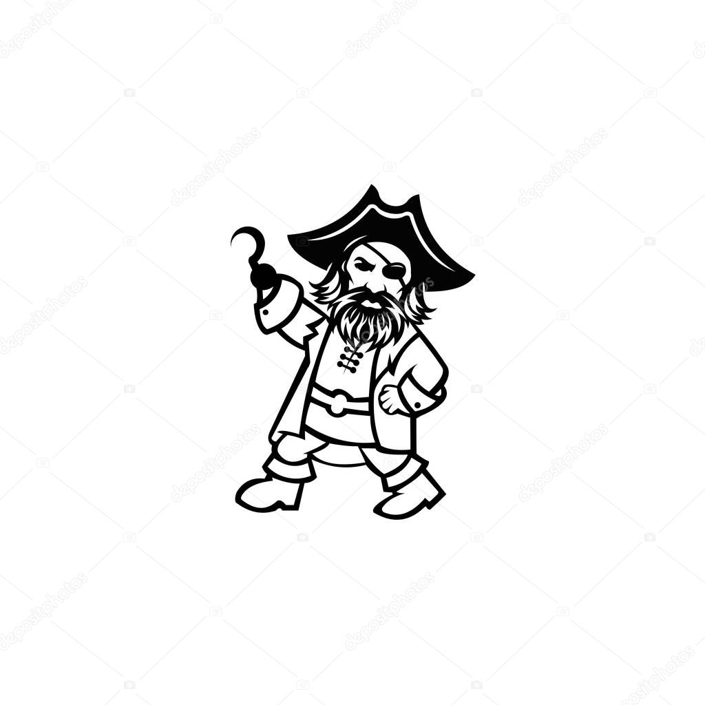 Clip art picture of a pirate cartoon mascot logo character, cartoon  looking pirate mascot character