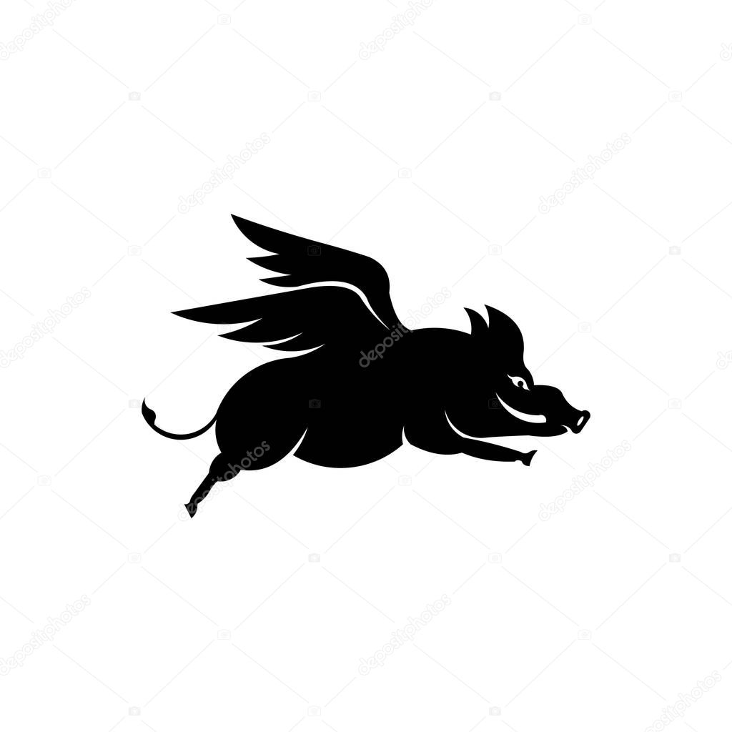 Wild boar side view vector icon,Forest animal symbol
