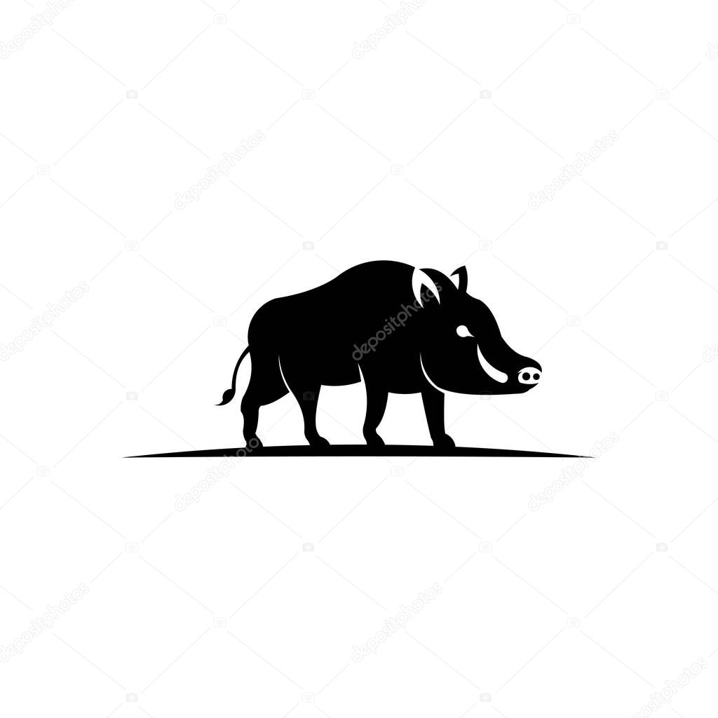Wild boar side view vector icon,Forest animal symbol