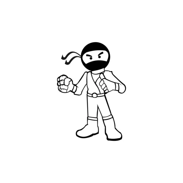 Ninja Samurai Krieger Kämpfer Charakter Cartoon Design Logo — Stockvektor